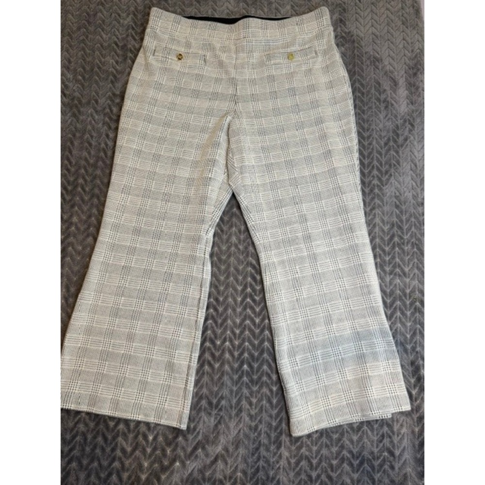 Women's Plaid Cropped Dress Pants - Cream/Black
